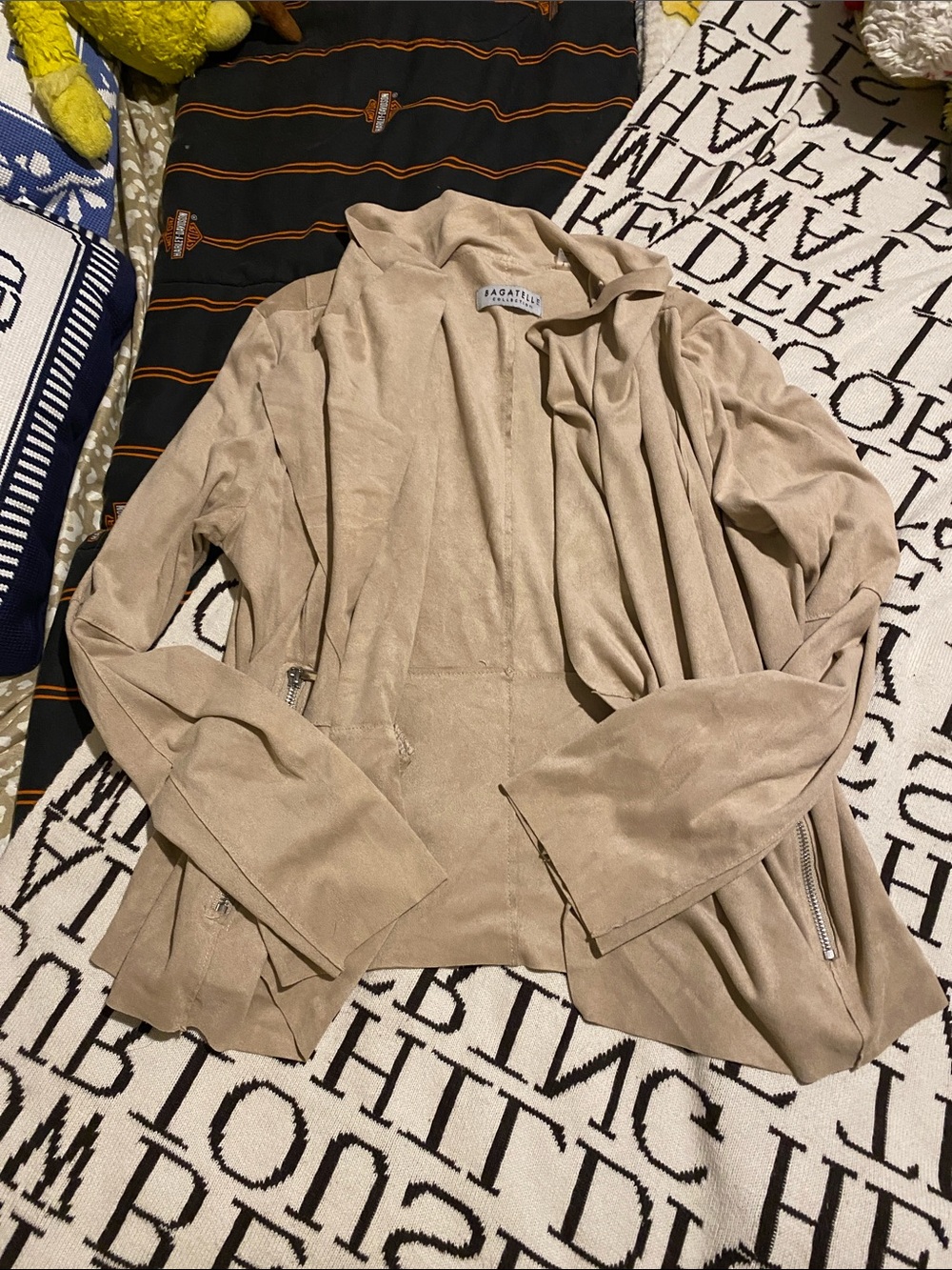 Bagatelle Taupe Sueded Open Jacket